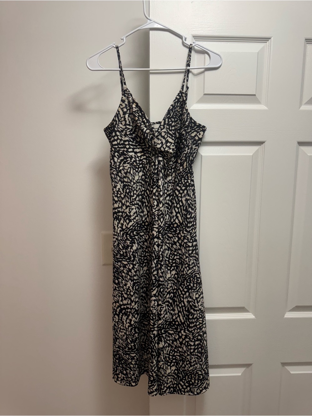 H&M Black Patterned Spaghetti Strap Midi Dress SIZE SMALL